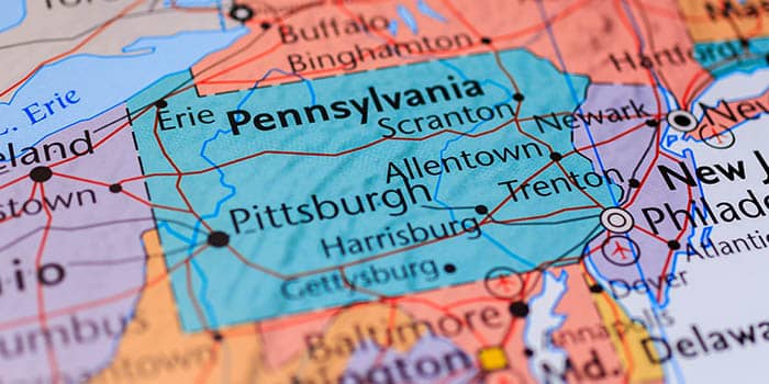 Pennsylvania on the map