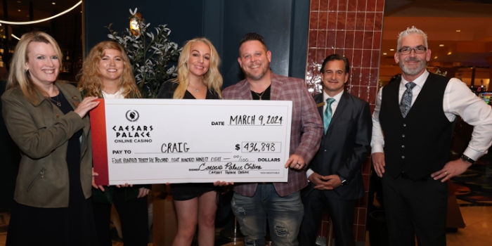 Caesars Entertainment celebratory ceremony for jackpot winner