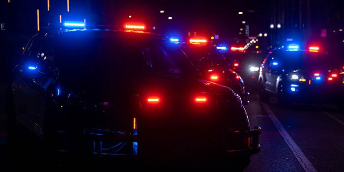 Police cars in the night