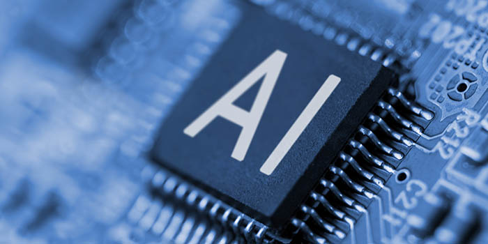 Artificial Intelligence represented by a microchip